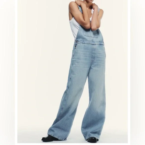 Zara TRF Denim Overalls Womens XS Blue Bib Overall Jeans NWT Festival Casual - Picture 3 of 9
